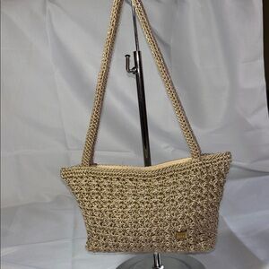 The SAK Gold Crochet Mini Shoulder Bag